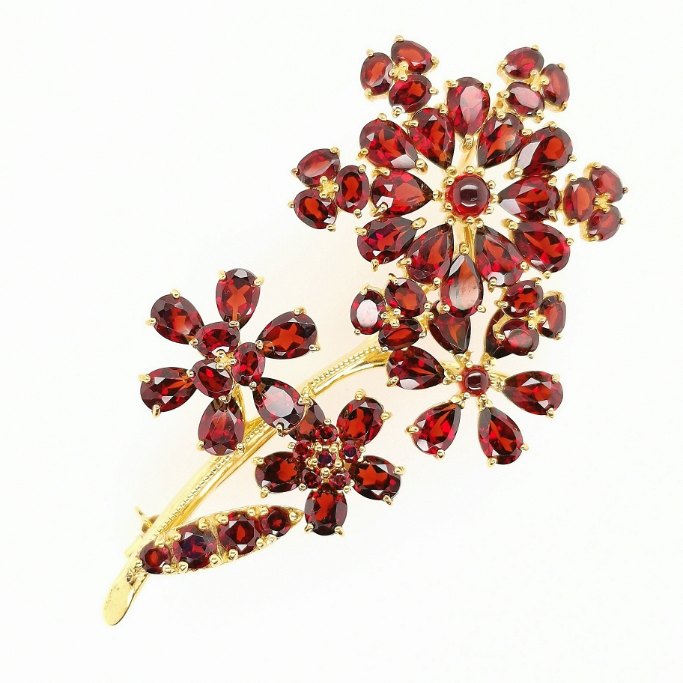 SVガーネットフラワーブローチ/ペンダントヘッド