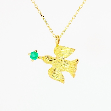 K10幸せの鳩のペンダント　5月エメラルド